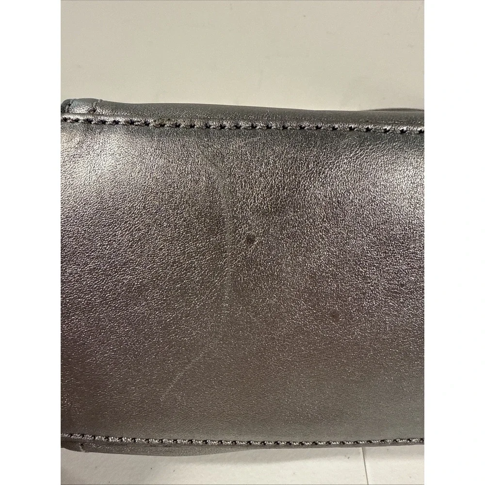 Kate Spade Purse Silver Metallic Tote‎ Shoulder Bag Magnetic Closure Side Pocket
